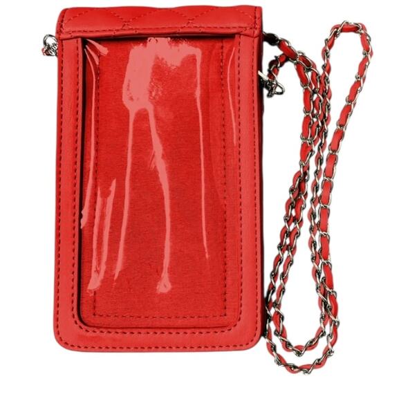 Badgley Mischka vegan leather phone case w/ diamond quilting and studs Red NWT - Picture 2 of 3